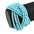 Light Blue Glass Bead Plaited Flex Cuff Bracelet - Adjustable - view 3