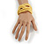 Wide Light Yellow Glass Bead Plaited Flex Cuff Bracelet - Adjustable - view 3