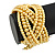 Wide Light Yellow Glass Bead Plaited Flex Cuff Bracelet - Adjustable - view 4