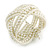 Wide White Glass Bead Plaited Flex Cuff Bracelet - Adjustable - view 6