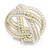 Wide White Glass Bead Plaited Flex Cuff Bracelet - Adjustable
