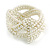 Wide White Glass Bead Plaited Flex Cuff Bracelet - Adjustable - view 7