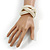Wide White Glass Bead Plaited Flex Cuff Bracelet - Adjustable - view 2