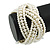 Wide White Glass Bead Plaited Flex Cuff Bracelet - Adjustable - view 3