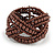 Wide Chocolate Brown Glass Bead Plaited Flex Cuff Bracelet - Adjustable - view 3