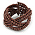 Wide Chocolate Brown Glass Bead Plaited Flex Cuff Bracelet - Adjustable - view 4
