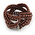 Wide Chocolate Brown Glass Bead Plaited Flex Cuff Bracelet - Adjustable - view 5