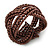 Wide Chocolate Brown Glass Bead Plaited Flex Cuff Bracelet - Adjustable - view 6