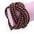 Wide Chocolate Brown Glass Bead Plaited Flex Cuff Bracelet - Adjustable - view 2