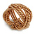 Wide Tan Brown Glass Bead Plaited Flex Cuff Bracelet - Adjustable - view 5