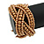 Wide Tan Brown Glass Bead Plaited Flex Cuff Bracelet - Adjustable - view 3