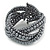 Wide Grey Glass Bead Plaited Flex Cuff Bracelet - Adjustable - view 4