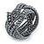 Wide Grey Glass Bead Plaited Flex Cuff Bracelet - Adjustable - view 5