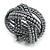 Wide Grey Glass Bead Plaited Flex Cuff Bracelet - Adjustable - view 6