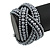 Wide Grey Glass Bead Plaited Flex Cuff Bracelet - Adjustable - view 3
