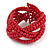 Wide Red Glass Bead Plaited Flex Cuff Bracelet - Adjustable - view 4