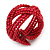 Wide Red Glass Bead Plaited Flex Cuff Bracelet - Adjustable - view 6
