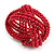 Wide Red Glass Bead Plaited Flex Cuff Bracelet - Adjustable - view 7