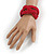 Wide Red Glass Bead Plaited Flex Cuff Bracelet - Adjustable - view 2