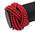 Wide Red Glass Bead Plaited Flex Cuff Bracelet - Adjustable - view 3