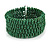 Trendy Green Glass Bead Flex Cuff Bracelet - Adjustable - view 3