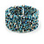 Trendy Light Blue/ Peacock/ White Glass Bead Flex Cuff Bracelet - Adjustable - view 4