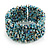Trendy Light Blue/ Peacock/ White Glass Bead Flex Cuff Bracelet - Adjustable - view 5