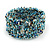 Trendy Light Blue/ Peacock/ White Glass Bead Flex Cuff Bracelet - Adjustable - view 6