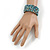 Trendy Light Blue/ Peacock/ White Glass Bead Flex Cuff Bracelet - Adjustable - view 2