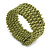 Trendy Lime Green Glass Bead Flex Cuff Bracelet - Adjustable