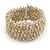 Trendy White/ Transparent Gold Glass Bead Flex Cuff Bracelet - Adjustable - view 5