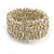 Trendy White/ Transparent Gold Glass Bead Flex Cuff Bracelet - Adjustable - view 6