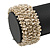 Trendy White/ Transparent Gold Glass Bead Flex Cuff Bracelet - Adjustable - view 2