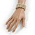 Trendy White/ Transparent Gold Glass Bead Flex Cuff Bracelet - Adjustable - view 3