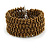 Trendy Bronze/ Antique Gold Glass Bead Flex Cuff Bracelet - Adjustable - view 5