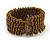 Trendy Bronze/ Antique Gold Glass Bead Flex Cuff Bracelet - Adjustable - view 6