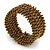 Trendy Bronze/ Antique Gold Glass Bead Flex Cuff Bracelet - Adjustable - view 4