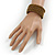 Trendy Bronze/ Antique Gold Glass Bead Flex Cuff Bracelet - Adjustable - view 3