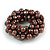 Solid Chunky Chocolate Brown Glass Bead, Sea Shell Nuggets Flex Bracelet - 18cm L - view 4