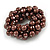 Solid Chunky Chocolate Brown Glass Bead, Sea Shell Nuggets Flex Bracelet - 18cm L - view 5