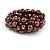 Solid Chunky Chocolate Brown Glass Bead, Sea Shell Nuggets Flex Bracelet - 18cm L - view 3