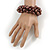 Solid Chunky Chocolate Brown Glass Bead, Sea Shell Nuggets Flex Bracelet - 18cm L - view 2