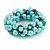 Solid Chunky Light Blue Glass Bead, Teal Sea Shell Nuggets Flex Bracelet - 18cm L - view 3