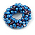 Solid Chunky Blue Glass Bead, Inky Blue Sea Shell Nuggets Flex Bracelet - 18cm L