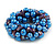 Solid Chunky Blue Glass Bead, Inky Blue Sea Shell Nuggets Flex Bracelet - 18cm L - view 2