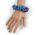 Solid Chunky Blue Glass Bead, Inky Blue Sea Shell Nuggets Flex Bracelet - 18cm L - view 3