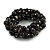 Solid Chunky Black Ceramic Bead, Sea Shell Nuggets Flex Bracelet - 18cm L - view 2