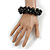 Solid Chunky Black Ceramic Bead, Sea Shell Nuggets Flex Bracelet - 18cm L - view 3
