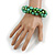 Solid Chunky Green Glass Bead, Sea Shell Nuggets Flex Bracelet - 18cm L - view 2