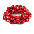 Solid Chunky Red Glass Bead, Sea Shell Nuggets Flex Bracelet - 18cm L - view 3